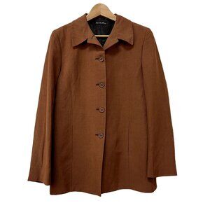 Vintage Ann Freedberg Brown Linen Button Down Jacket sz 10